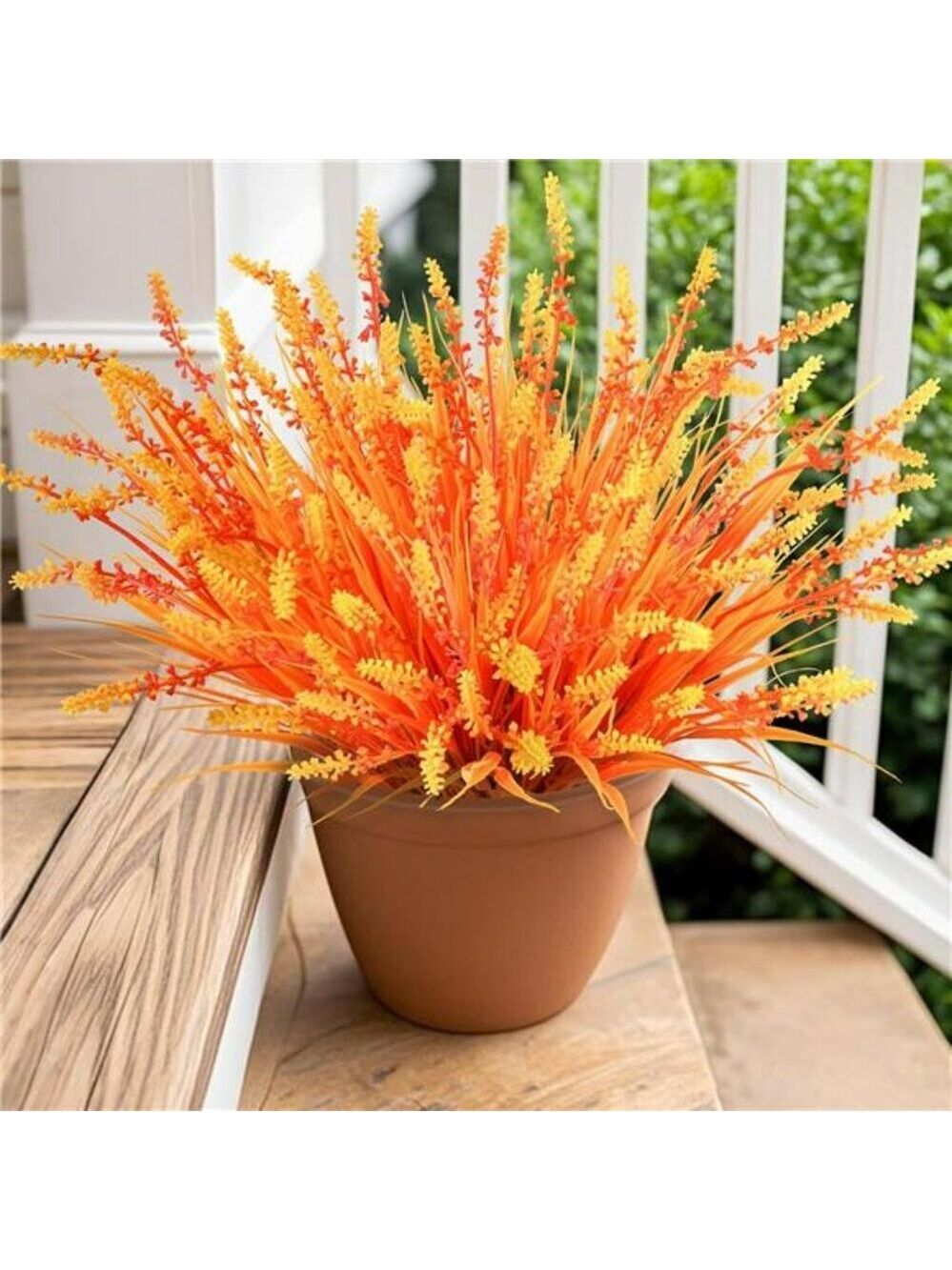 Orange Faux Outdoor Plants UV Resistant Fall Flowers for Porch Patio Window Box